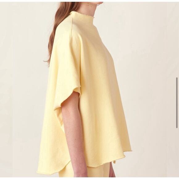 Frank & Eileen Capelet Top Funnel Neck Fleece Canary Yellow Sweatshirt Oversized - Picture 4 of 11
